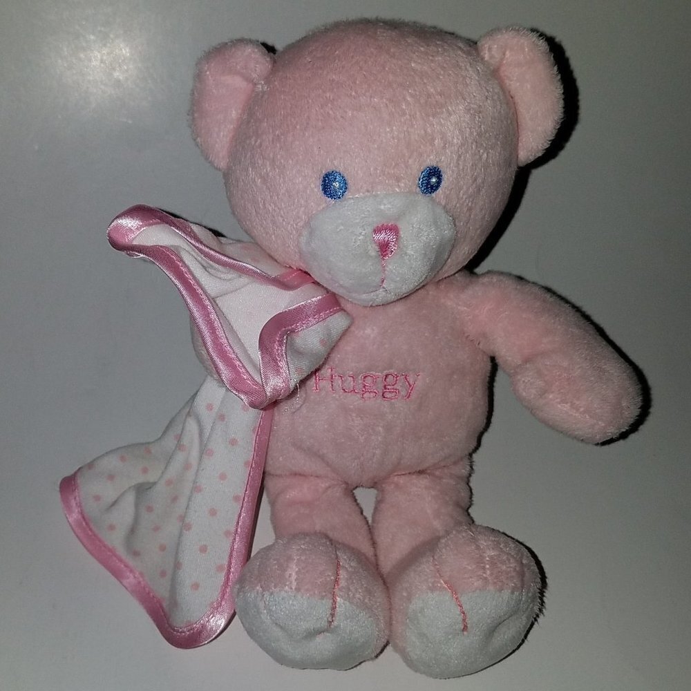 Huggy Fiesta Pink Teddy Bear Lovey Rattle Plush